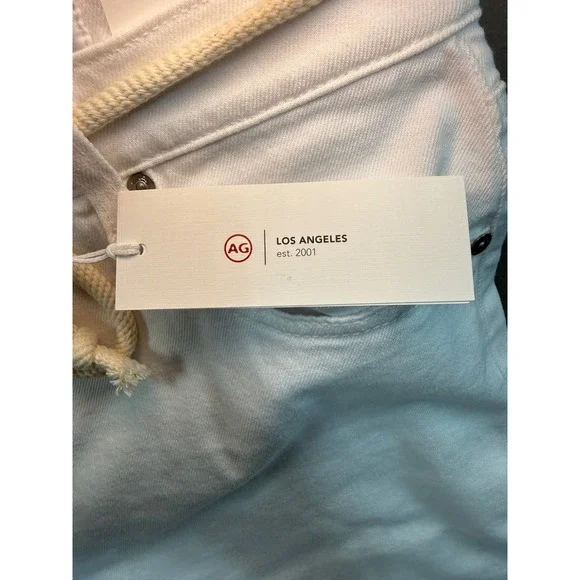 AG Adriano Goldschmied Saige Wide Leg Crop White Jeans Japanese Fabric NWT Sz 31